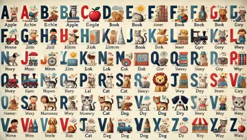 الحروف الإنجليزية مع كلماتها